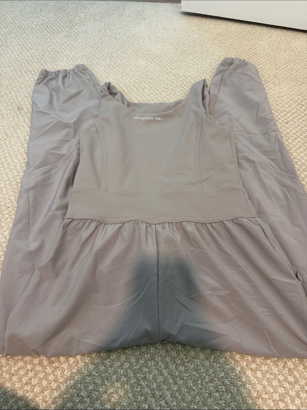 abercrombie kids Puff-Sleeve One-Piece Pajama in Light Gray